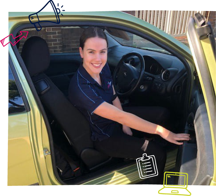 Ability Action Australia employee in car