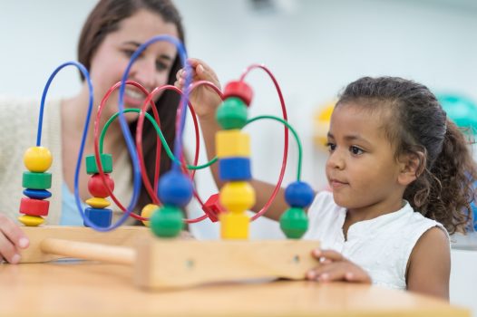 Exercising kids in occupational therapy clinic