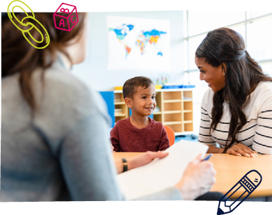 A mother with her child speaking to an NDIS key worker